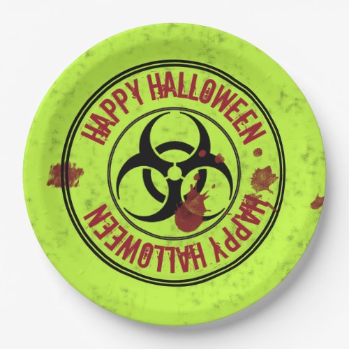 Zombie Biohazard Halloween Party Paper Plates