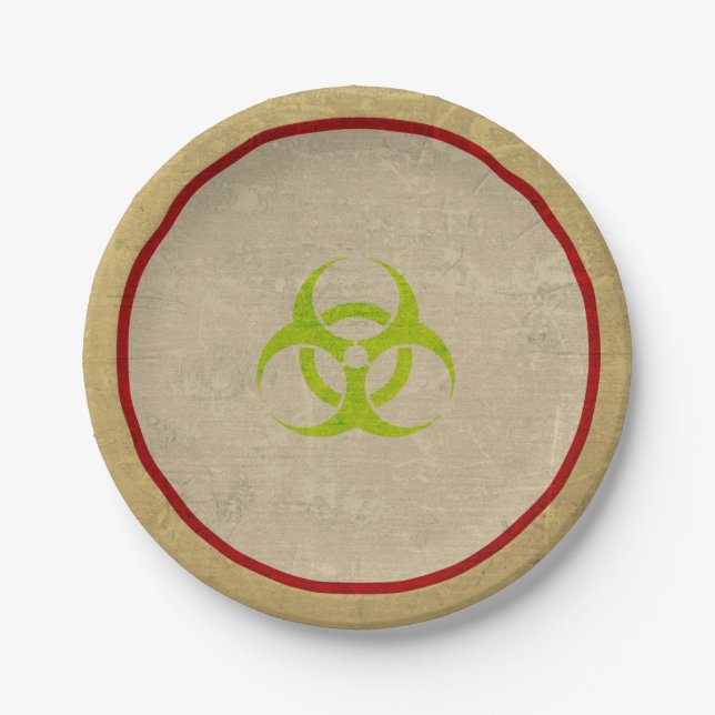 Zombie Biohazard Halloween Party Paper Plates (Front)