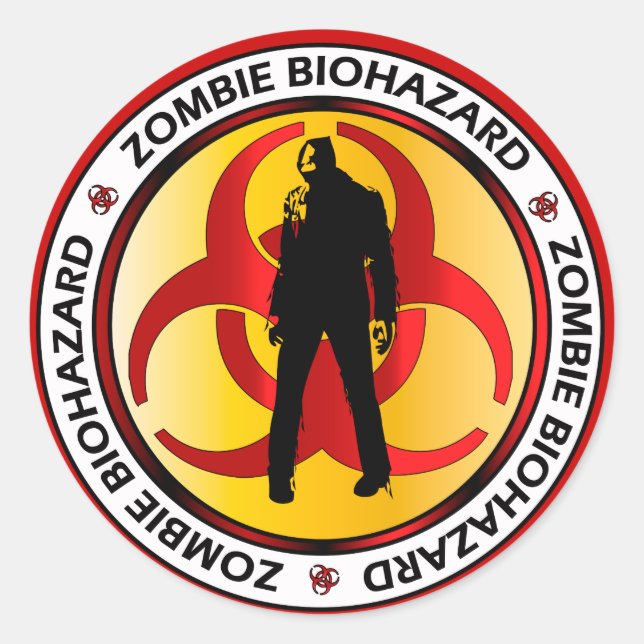 Zombie Biohazard Waste Classic Round Sticker (Front)