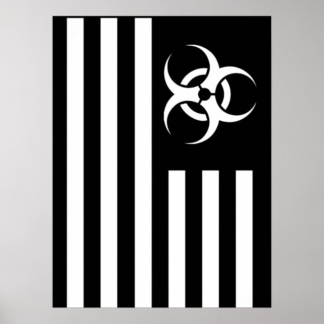Zombie Biological Outbreak BLack Flag Poster (Front)