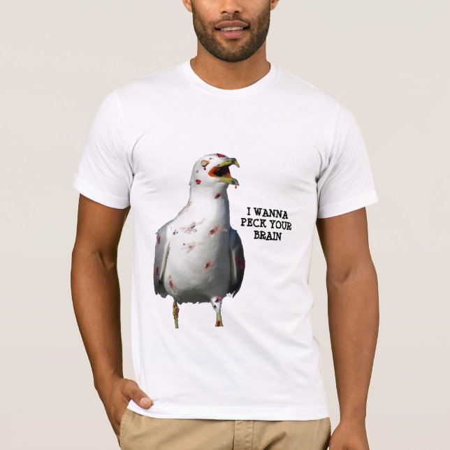Zombie Bird Wants to Peck Your Brain T-Shirt (Front)