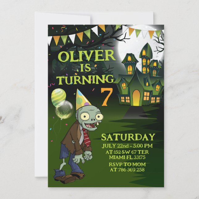 Zombie Birthday Boy Invitation (Front)