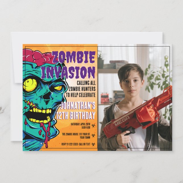 Zombie Birthday Halloween Kids Party Invitation (Front)