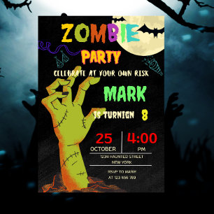 Zombie Birthday Halloween Kids Party Invitation
