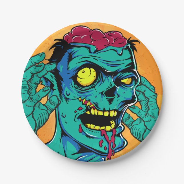 Zombie Birthday Halloween Kids Party  Paper Plates (Front)