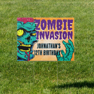 Zombie Birthday Halloween Party yard Sign