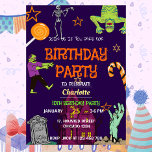 Zombie Birthday Invitation Kids Party<br><div class="desc">Transform your birthday into an unforgettable celebration for both you and your guests with this lively and colorful design featuring zombies,  mummies,  graveyards,  sweets,  and more. Easily personalize it with your details,  and you're ready to go. Enjoy your birthday party</div>