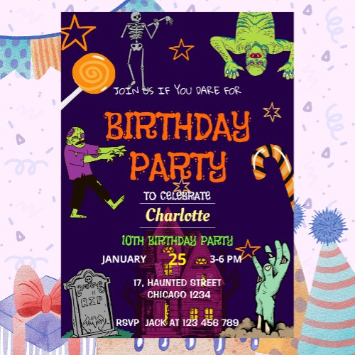 Zombie Birthday Invitation Kids Party