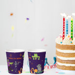 Zombie Birthday Kids Party  Paper Cups<br><div class="desc">Transform your birthday into an unforgettable celebration for both you and your guests with this lively and colorful design featuring zombies,  mummies,  graveyards,  sweets,  and more. Easily personalize it with your details,  and you're ready to go. Enjoy your birthday party</div>