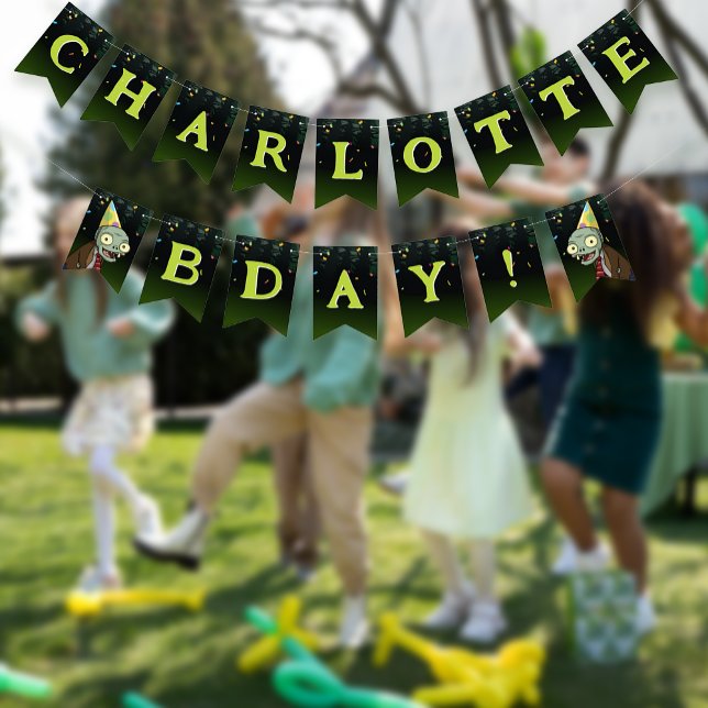 Zombie Birthday Kids Scary Monster Bunting Flags (Creator Uploaded)