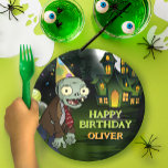 Zombie Birthday Kids Scary Monster Paper Plates<br><div class="desc">Turn your child's celebration into a great time with our Zombie Birthday Kids Scary Monster Paper Plates! Perfect for a Halloween-themed birthday bash, these plates feature a funny and spooky zombie design that kids will adore. Ideal for serving up ghoulish goodies and creepy cupcakes, these durable paper plates add a...</div>
