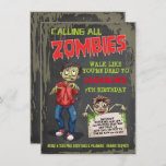 Zombie Birthday Party Invitations<br><div class="desc">Super fun Zombie birthday party invitations with three zombies,  grungy background and back.
Great for a sleepover,  halloween party,  or any occasion that includes scary zombies!</div>