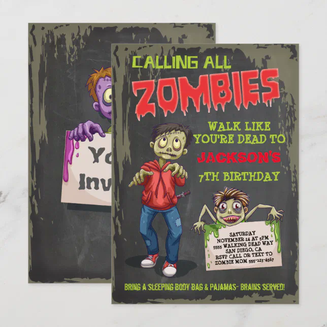 Zombie Birthday Party Invitations | Zazzle