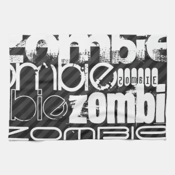 Zombie; Black & Dark Gray Stripes Towel by ColorStock at Zazzle