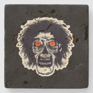 Zombie Black Orange Eyes Stone Coaster
