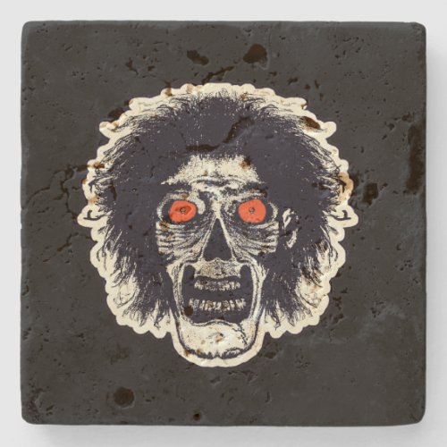 Zombie Black Orange Eyes Stone Coaster