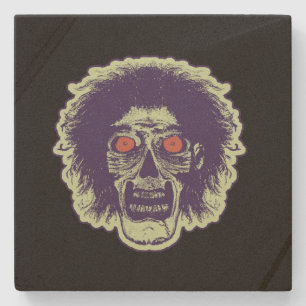 Zombie Black Orange Eyes Stone Mint Green Stone Coaster