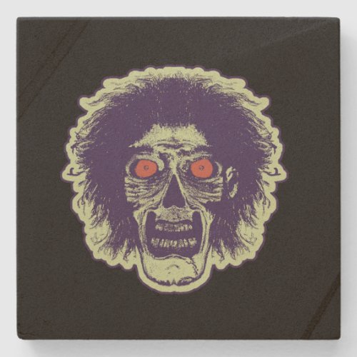 Zombie Black Orange Eyes Stone Mint Green Stone Coaster