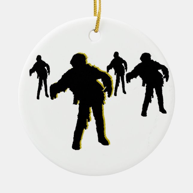 Zombie Black Silhouette Ornament! Customize me! Ceramic Ornament (Front)