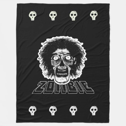 ZOMBIE Black White Fleece Blanket