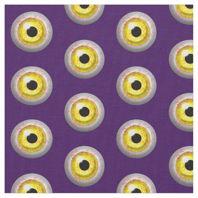 Zombie Bloodshot Bulging Eyes Funny Pattern Fabric (Close Up)