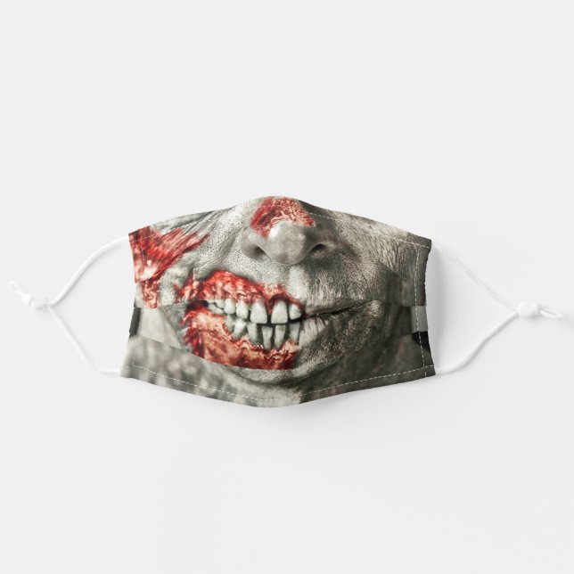 Zombie Bottom Face Adult Cloth Face Mask (Front, Unfolded)