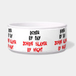 Zombie Boxer Dog Joke Bowl<br><div class="desc">This bloody text design is perfect for any Boxer dog who is a zombie slayer by night.</div>