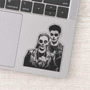 Zombie boy and zombie girl Halloween romance Sticker