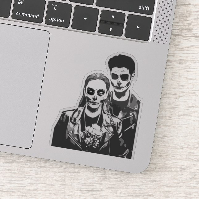 Zombie boy and zombie girl Halloween romance Sticker (Detail)