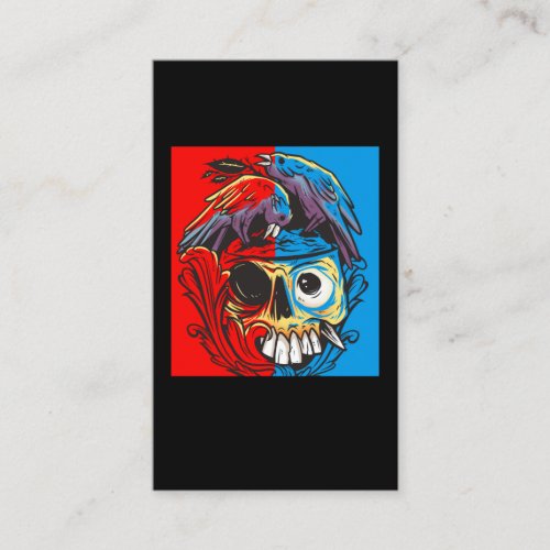 Zombie Brain Halloween Raven Skull Business Card