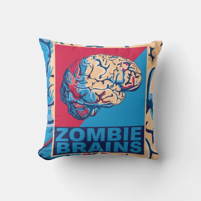 Zombie Brain Throw Pillow (Front)