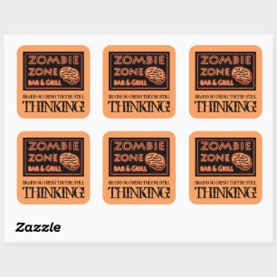 Zombie Brains So Fresh Still Thinking Halloween Square Sticker