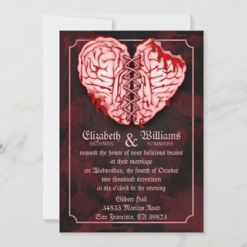 Zombie Brains Wedding Invitation by youreinvited at Zazzle