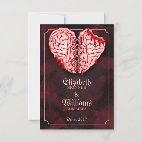 Zombie Brains Wedding RSVP Card