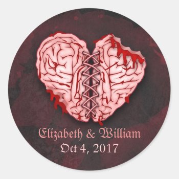 Zombie Brains Wedding Stickers by youreinvited at Zazzle
