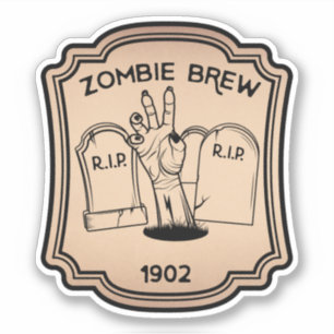 Zombie Brew Potion Vintage Label Sticker