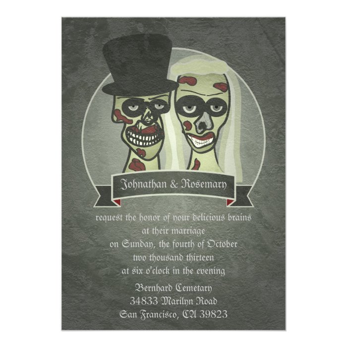 Zombie Bride & Groom Wedding Invitations