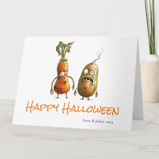 Zombie Carrot Halloween greeting Card (Front)