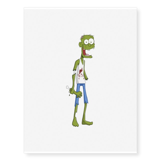 Zombie Cartoon Character Temporary Tattoos (Front)