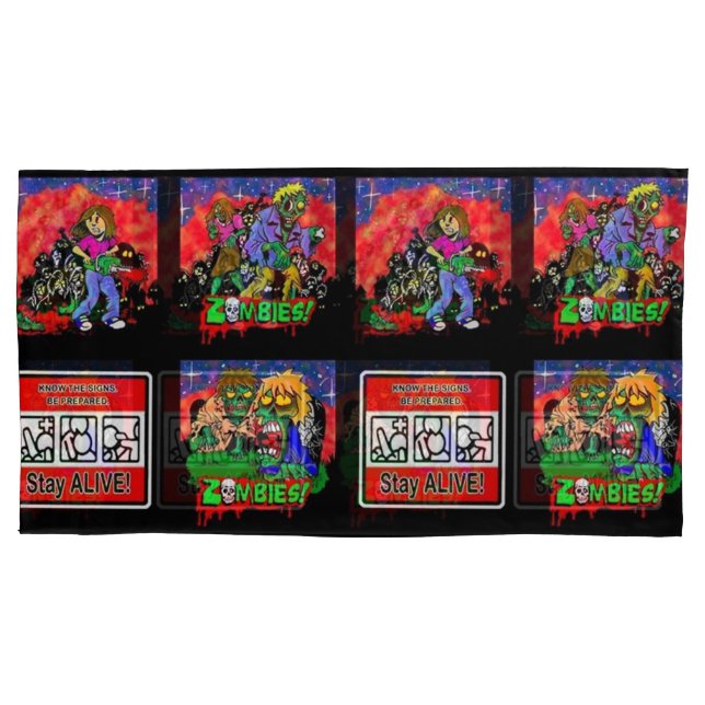 Zombie Cartoon Pattern Pillow Case (Front)