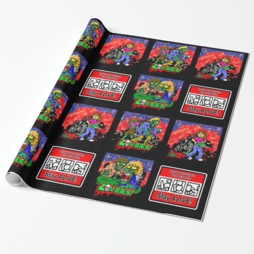 Zombie Cartoon Pattern Wrapping Paper