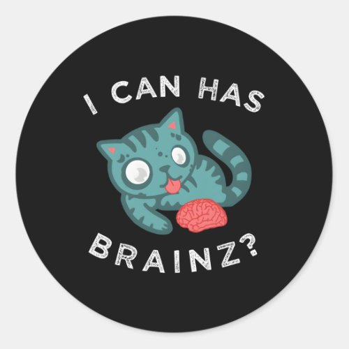 Zombie Cat Brain Kitten Classic Round Sticker