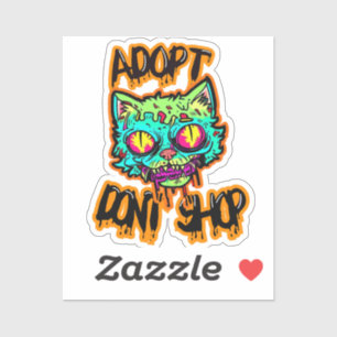 Zombie Cat Funny Memes Illustration Sticker