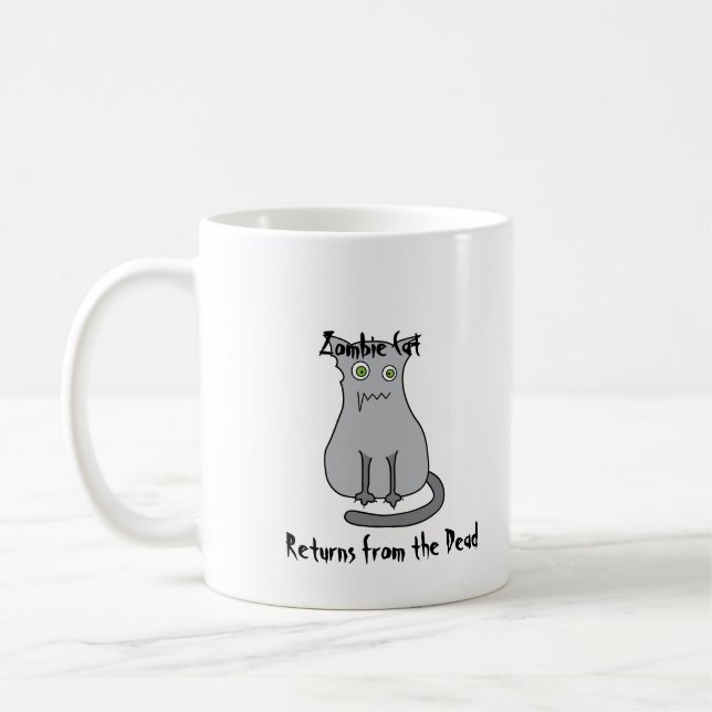 Zombie Cat Gray Coffee Mug (Left)