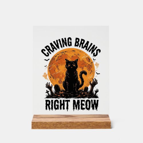 Zombie Cat Halloween Vintage Engraving Shirt Art_1 Acrylic Sign