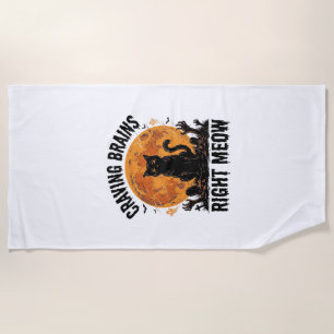 Zombie Cat Halloween Vintage Engraving Shirt Art_1 Beach Towel