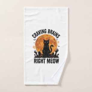 Zombie Cat Halloween Vintage Engraving Shirt Art_1 Hand Towel