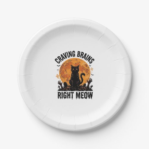 Zombie Cat Halloween Vintage Engraving Shirt Art_1 Paper Plates