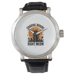 Zombie Cat Halloween Vintage Engraving Shirt Art_1 Watch