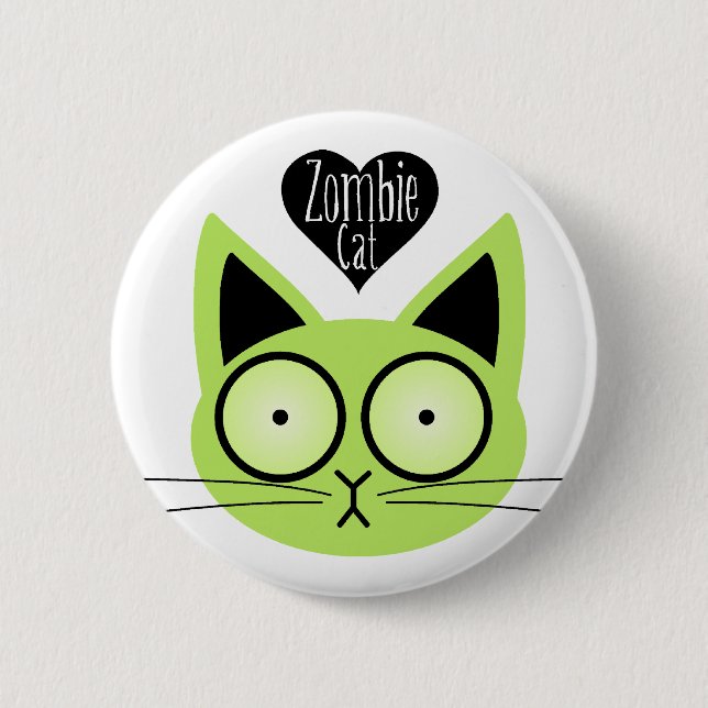 Zombie Cat Pinback Button (Front)